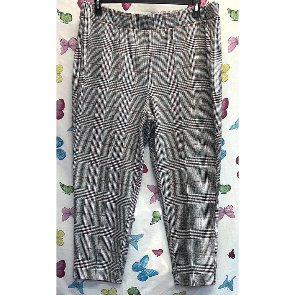 Croft & Barrow Plaid Womens Cropped Pants XXL High Waist Stretch Polyester/Spand